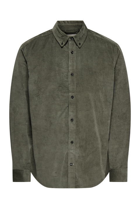 ONLY & SONS Michael Regular Fit Stretch Cord Shirt LS Castor Gray