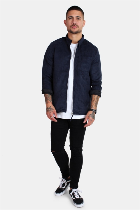 Kronstadt Johan Zip Suede Shirt Navy