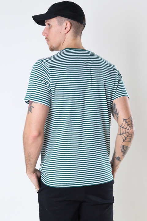 TOMMY JEANS TJM TOMMY CLASSICS STRIPE TEE Rural Green / White