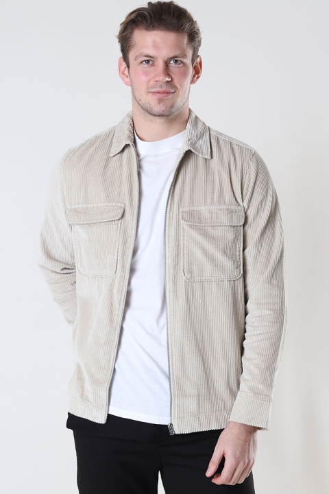 ONLY & SONS Luis Overshirt LS Zip Cord Silver Lining