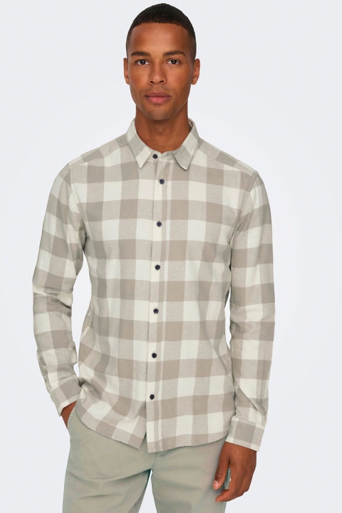 ONLY & SONS Gudmund LS Checked Shirt Antique White