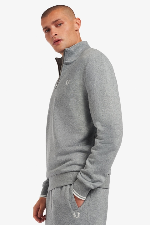 Fred Perry HALF ZIP SWEATSHIRT 420 Steel Marl