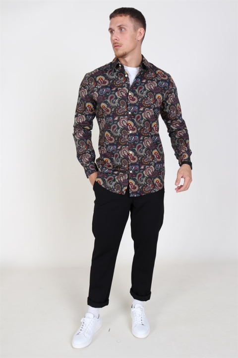 Only & Sons Frederik L/S Paisley Stretch Shirt Phantom