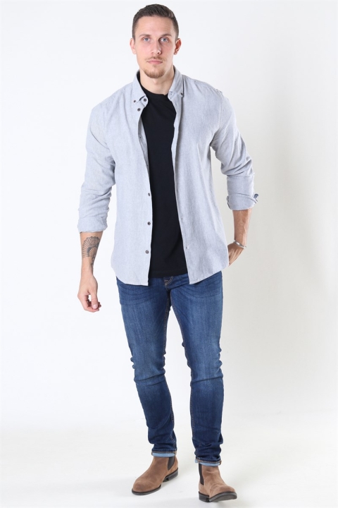 Only & Sons Edin LS Flannel Twill Shirt Medium Grey Melange