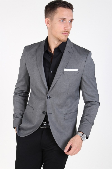 Selected Slim-MyloLogan Blazer Dark Grey Structure