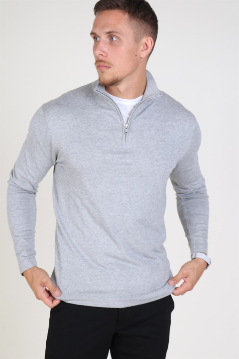 Tailored & Originals Knit - Murray Half zip Light Grey