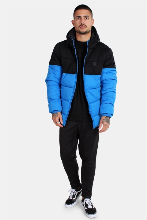 Urban Classics TB2425 Hooded 2-Tone Puffer Jacket Bright Blue/Black