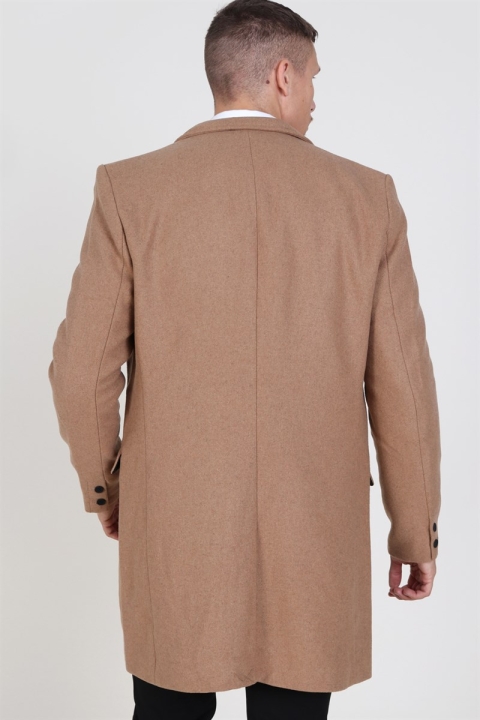 Only & Sons Julian Solid Wool Wool coat Camel