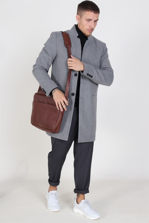 Only & Sons Maximilian Wool Trench Frakke Light Grey Melange