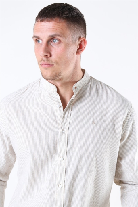 Clean Cut Mao Stripe LS Shirt Khaki