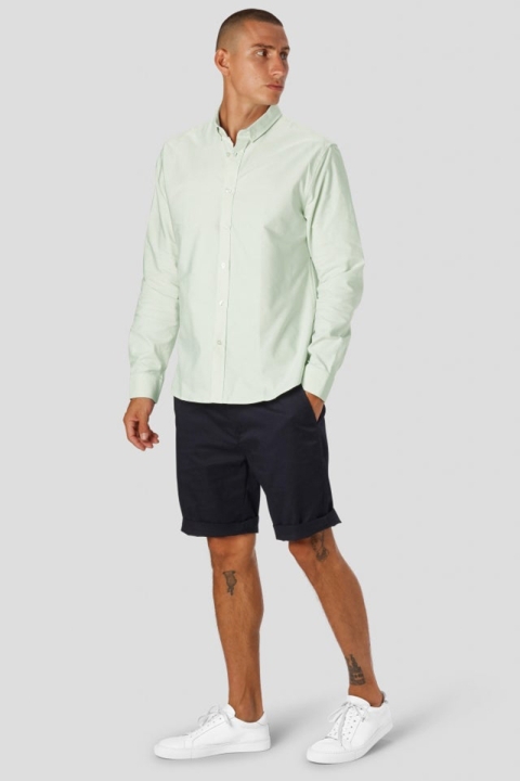 Clean Cut Copenhagen Oxford Stretch Plain L/S Pale Green Mel