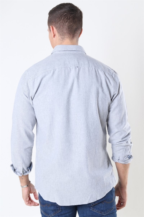 Only & Sons Edin LS Flannel Twill Shirt Medium Grey Melange