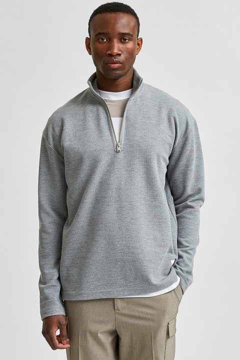 Selected SLHRELAXDREW LS HIGH NECK SWEAT G Light Grey Melange