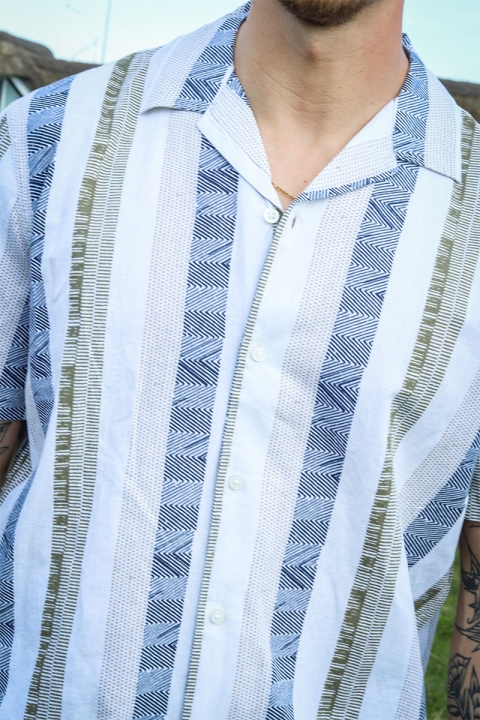 Selected Relax New Linen Shirt SS Resort Egret AOP