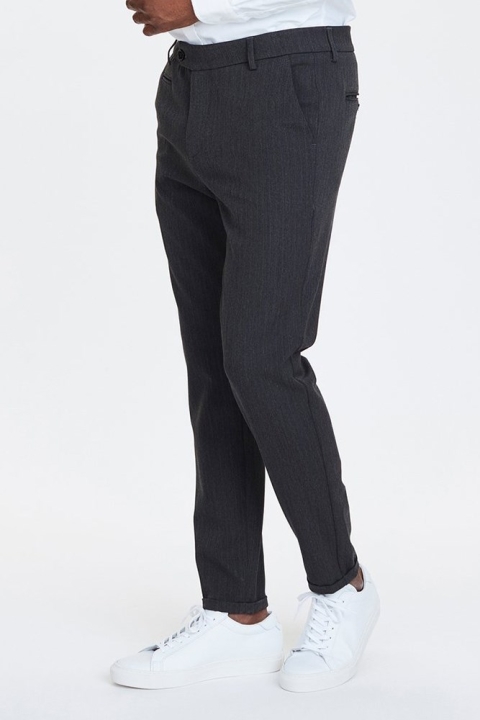 Les Deux Como Pinstripe Suit Pants Charcoal/Olive Green