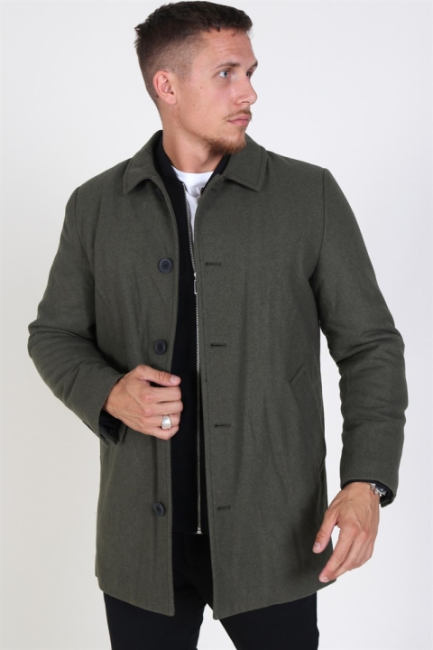 Clean Cut Halmstad Wool coat Dusty Green