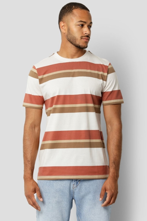 Clean Cut Copenhagen Bradley Cotton Tee Ecru/Rusty Red