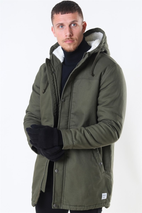 Only & Sons Yanic Teddy Hood Parka Jakke Olive Night