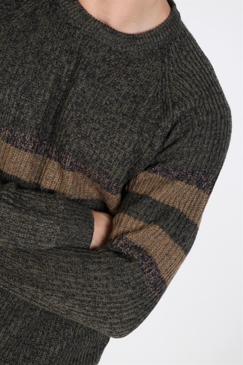 Only & Sons Cesco 5 Struc Stripe Knit Forest Night