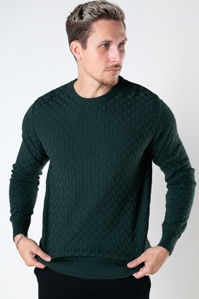 Kronstadt Bertil Cotton crew neck knit Bottle Green