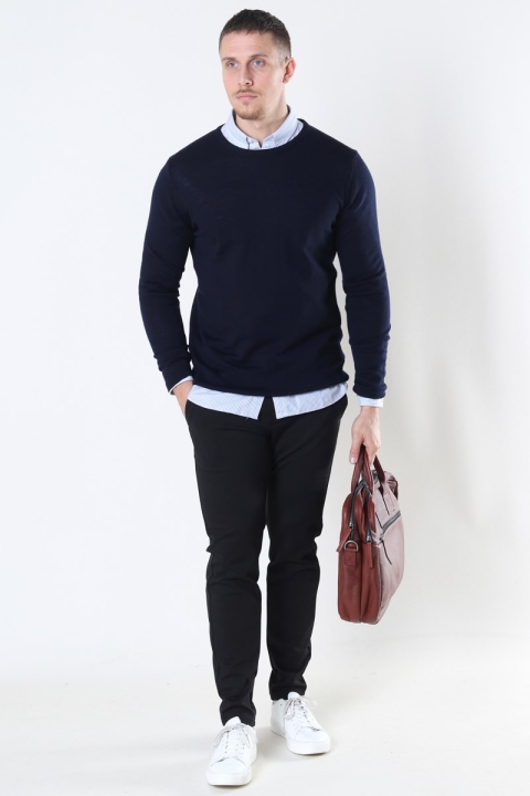 Clean Cut Copenhagen Merino Wool Crew Strik Navy