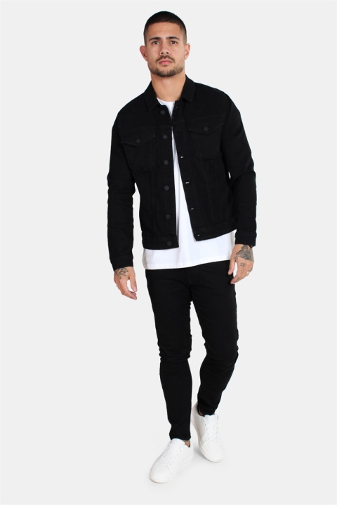 Only & Sons Chris Camp Slim Denim Jacket Black