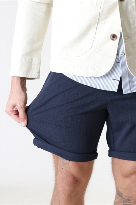 Woodbird Steffen Mel. Shorts Navy Mel.