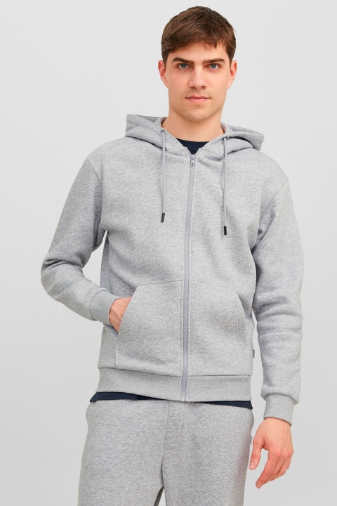 Jack & Jones Bradley Sweat Zip Hood Light Grey Melange