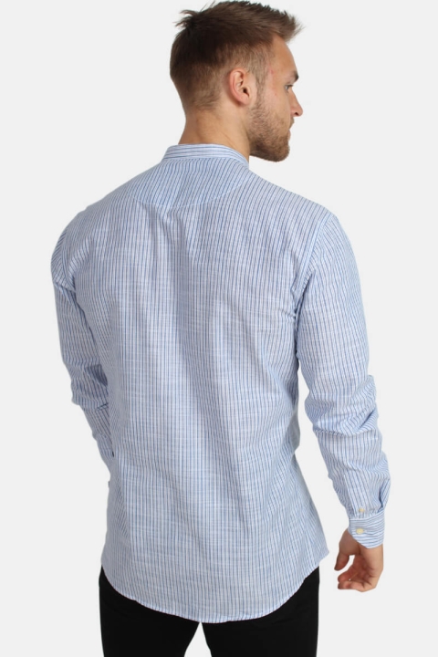 Kronstadt Dean Henley Stripe Shirt Blue