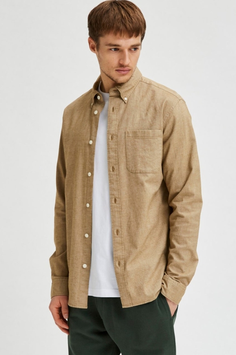 Selected SLHREGRICK-OX FLEX SHIRT LS S NOOS Teak