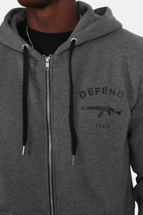 Defend Paris Hoodie Paris Zip Hood Grey