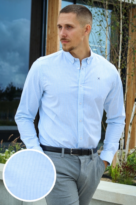 Clean Cut Copenhagen Oxford Stripe Shirt Light Blue