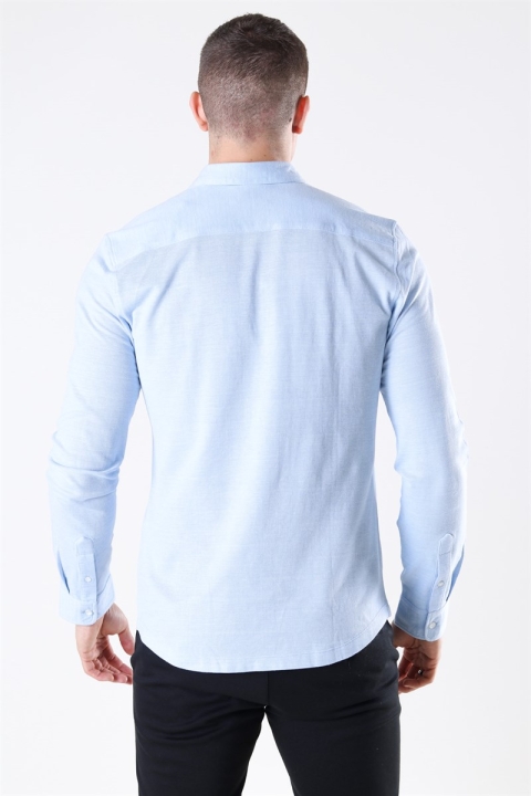 Only & Sons Cuton LS Knitted Melange Shirt Cashmere Blue