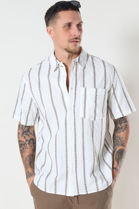 Solid Lin Stripe Shirt Off White
