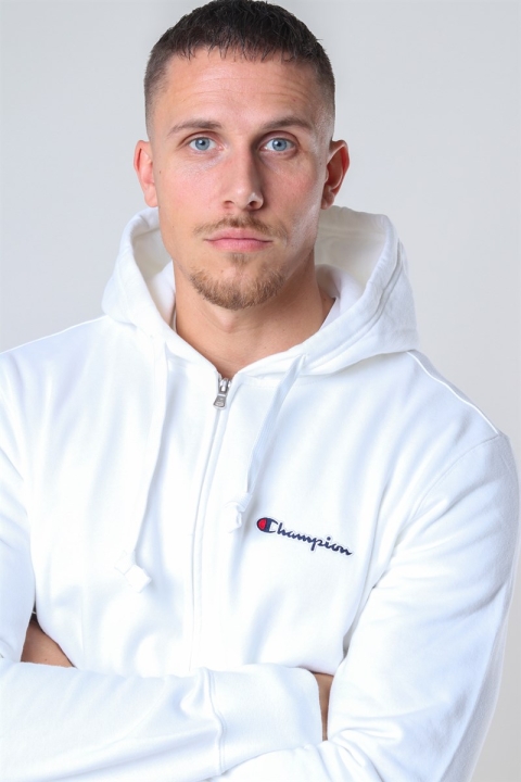 Champion Hooded Full Zip Sweartshirt White