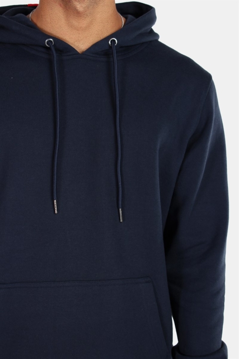 Urban Classics Back Stripe Hoodie Navy/Fire Red/White