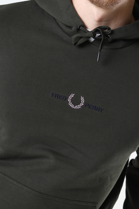 Fred Perry EMBROID. HOODED SWEATSH. 408 Hunting Green
