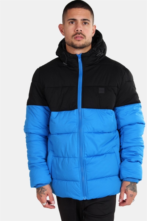 Urban Classics TB2425 Hooded 2-Tone Puffer Jacket Bright Blue/Black