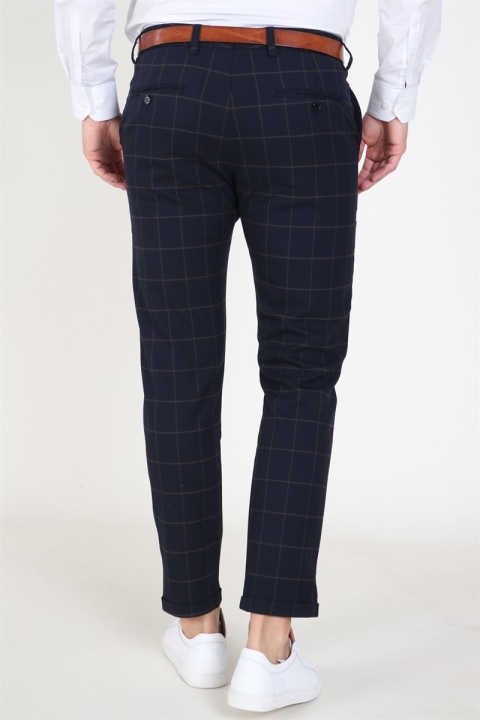 Les Deux Como Check Suit Pants Dark Navy/Brown