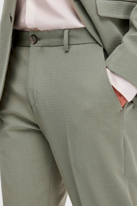 Selected SLHSlim Corby Seersucker Trousers Flex Desert Sage