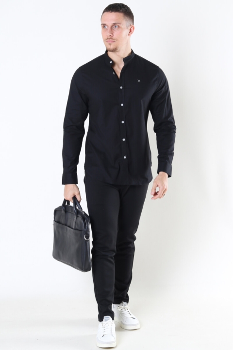 Clean Cut Copenhagen Oxford Mao Stretch L/S Shirt Black