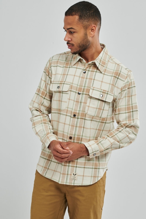 Fat Moose Adrian Cotton Check Shirt Ecru Check