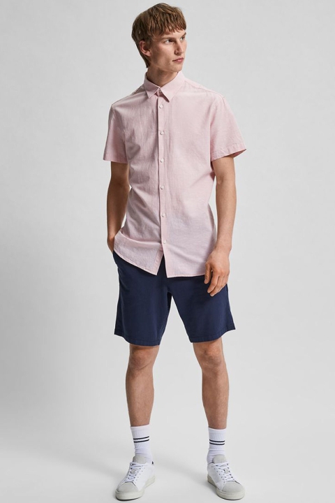 Selected SLHSLIMNEW-LINEN SHIRT SS CLASSIC W Misty Rose