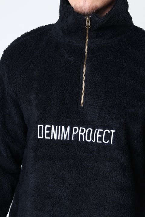 Denim project DPTEDDY HALF ZIP HIGHNECK 001 Black