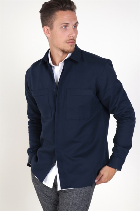 Selected LooseLars Overshirt LS Dark Sapphire