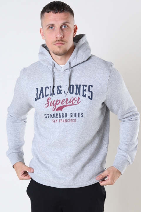 Jack & Jones LOGO SWEAT HOOD 2 COL 22/23 Light Grey Melange