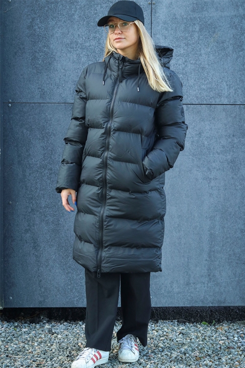 hold Kilauea Mountain forklædning Rains Long Puffer Jacket 01 Black