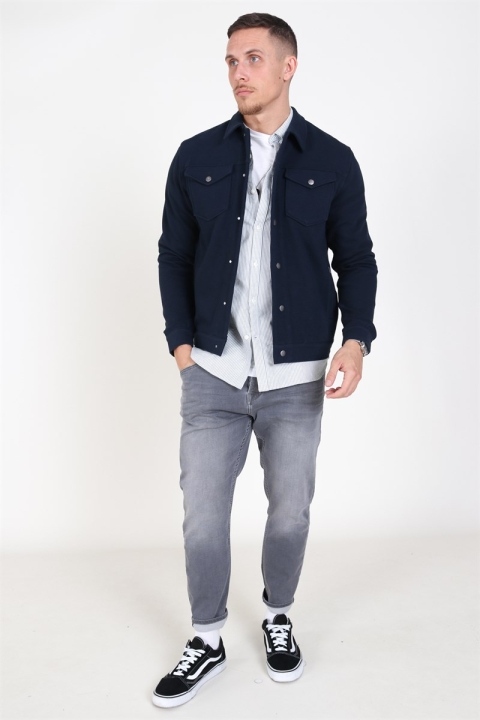 Jack & Jones Eddie Sweatshirts Trucker Jacket Black Iris