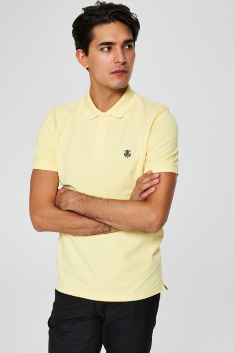 Selected Aro S/S Embroidery Polo Shirt W Noos Mellow Yellow