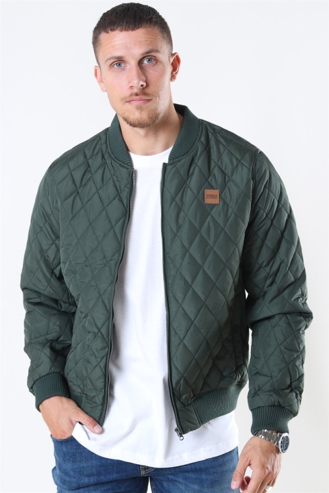 Urban Classics Diamond Quilt Nylon Jacket Olive